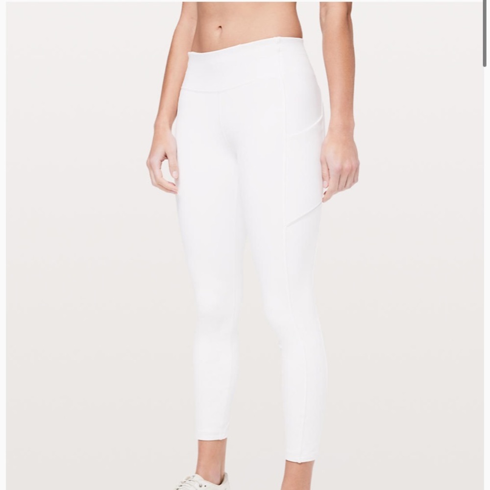 White cropped/meshed lulu lemon leggings